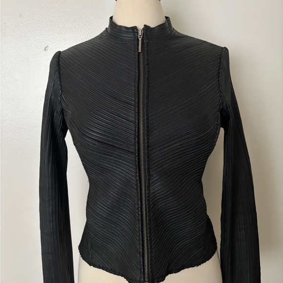 RARE Bebe Genuine Leather Perforated Gorgeous Jacket with some stretch - Picture 8 of 13